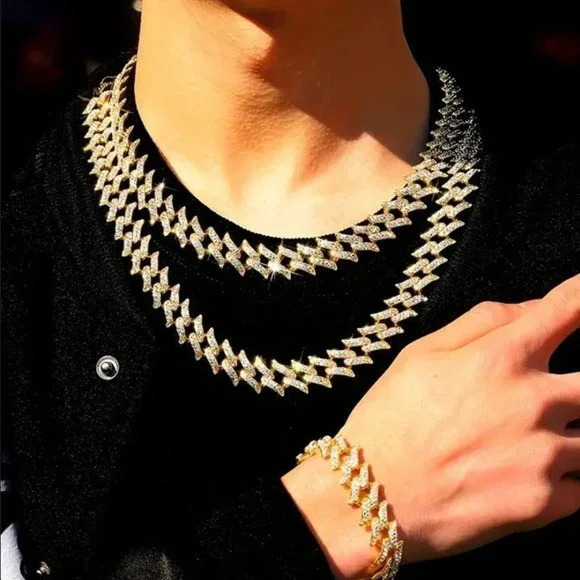 24 Mens 4ct Diamond 14K Gold Cuban Chain Link Necklace 4 ct 14 Karat Silver 24
